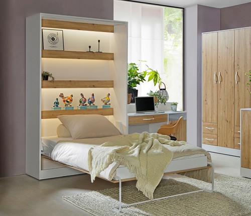 Small double vertical wall bed - wall,