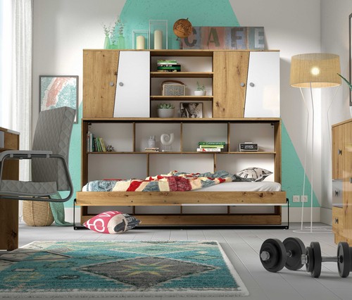 Single horizontal wall - single, bed